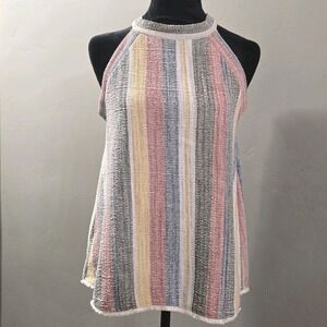 Anthropologie W5 Womens Tweed Sleeveless Top Sz S Striped Chic Office Career Top